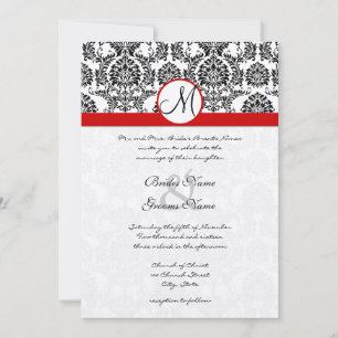 Black Damask mit Red Trim Wedding Einladung