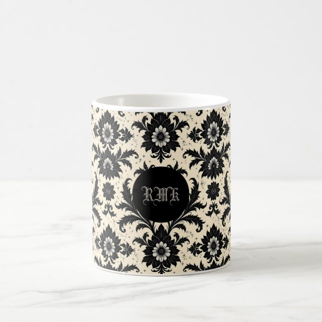 Black Damask on Sepia Kaffeetasse (Mittel)