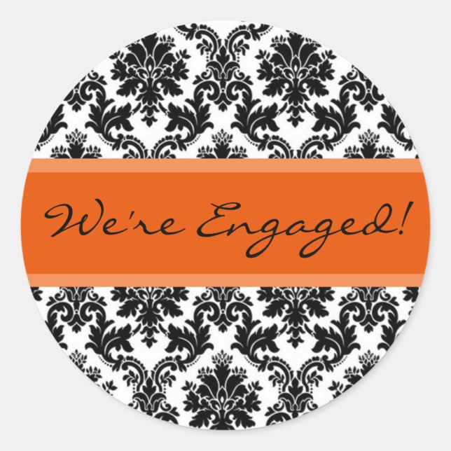 Black Damask & Orange Umschlag Aufkleber Gefälligk (Vorderseite)