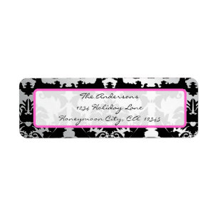 Black Damask Pink und SilverAddress Label