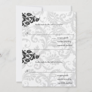 Black Damask Plum Hearts UAWG Wedding Einladung
