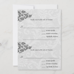 Black Damask Plum Hearts UAWG Wedding Einladung