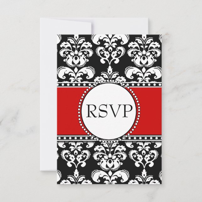 Black Damask Red UAWG for Square Einladungen (Vorderseite)