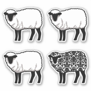 Black Damask Sheep Aufkleber