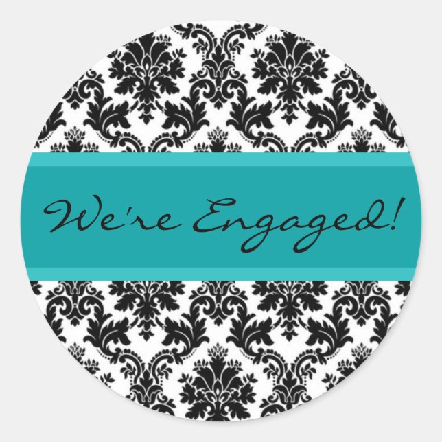 Black Damask & TealEnvelope Siegel Fevor Sticker (Vorderseite)