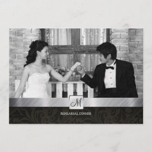 Black Damask und Silver Modern Probe Dinner Einladung