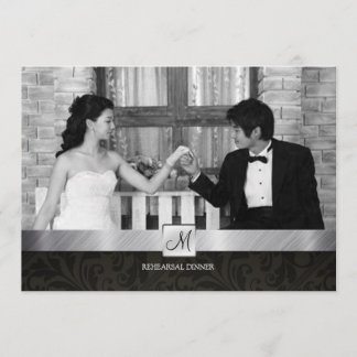 Black Damask und Silver Modern Probe Dinner Einladung