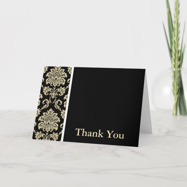 Black Damask Vielen Dank Karte (Vorderseite)