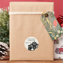 Black Damask Wedding Favor Tag oder Wedding Siegel Runder Aufkleber