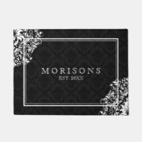 Black Damask White Floral Lace And Frame