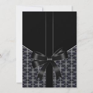 Black Damask White Lace 12x18 Wedding Einladung