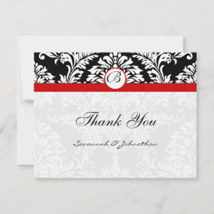 Black Damask Wirbel Red Trim Wedding Einladung