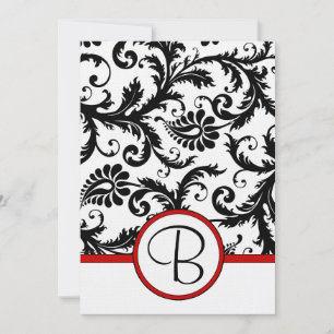 Black Damask Wirbel Red Trim Wedding Einladungen