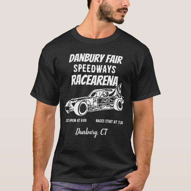 Black Danbury Messe Racearena Speedway 1-seitige T T-Shirt (Vorderseite)