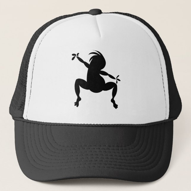 Black Dancing Kokopelli Truckerkappe (Vorderseite)