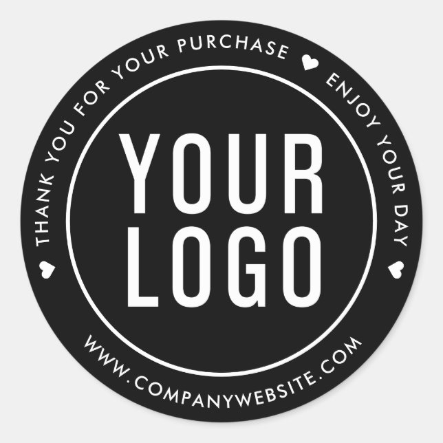 Black Danke für Ihr Logo für den Kauf von Aufklebe Runder Aufkleber (Vorderseite)