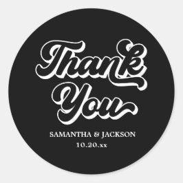 Black Danke Gastgeschenk Hochzeit Runder Aufkleber