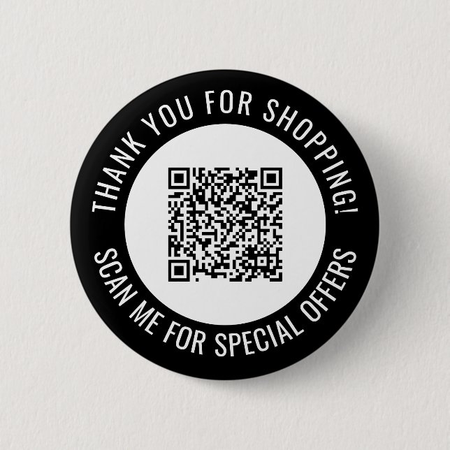 Black Dankeschön & Scan Me Promotion QR Code Button (Vorderseite)
