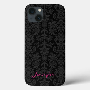 Black & Dark Gray Vintage Floral Damasks Case-Mate iPhone Hülle