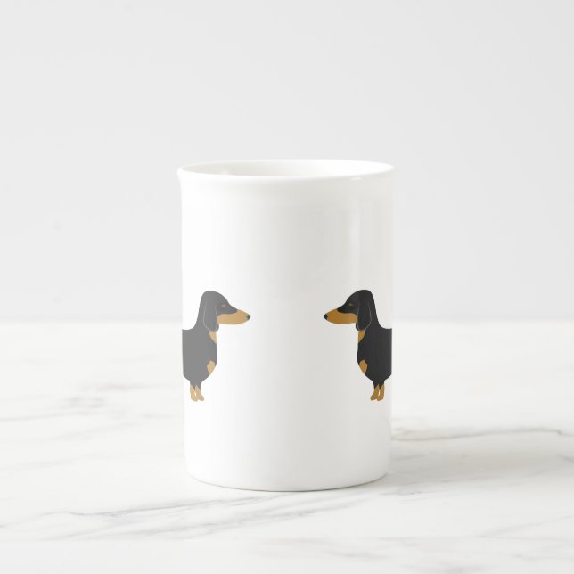 Black Daschund Bone China Tasse (Vorderseite)
