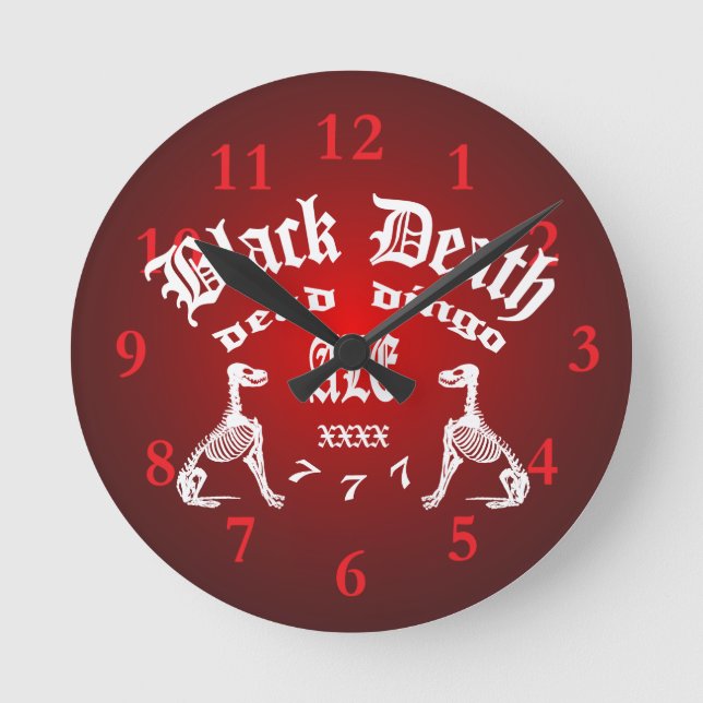 Black Death 777 - Dead Dingo Ale Runde Wanduhr (Vorderseite)