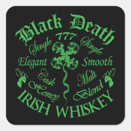 Black Death 777 - Honey Irish Whiskey Quadratischer Aufkleber