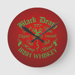 Black Death 777 - Honey Irish Whiskey Runde Wanduhr