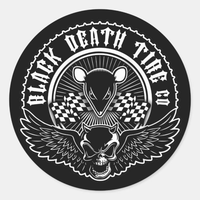 Black Death Tire Co. Runder Aufkleber (Vorderseite)