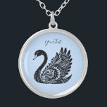 Black Decorative Swan Necklace Versilberte Kette<br><div class="desc">Schöne schwarze Dekorationsmusik,  Swan Necklace</div>