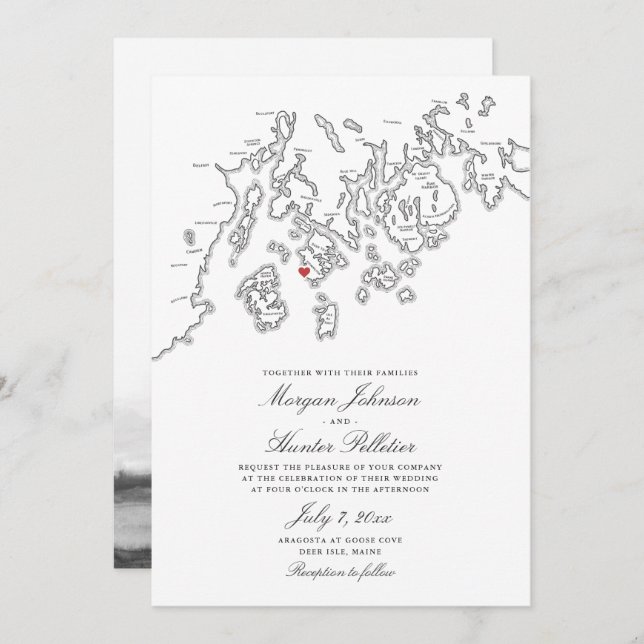 Black Deer Isle Maine Einladung (Vorne/Hinten)