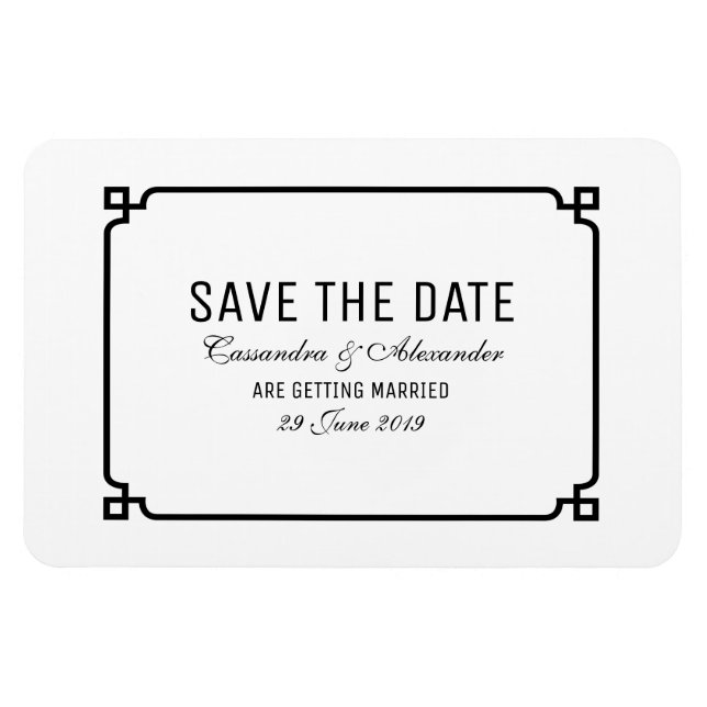 Black Deko Chic Save the Date Magnet (Horizontal)