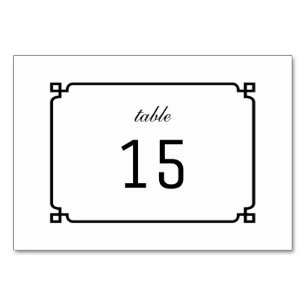 Black Deko Chic Table Card Tischnummer