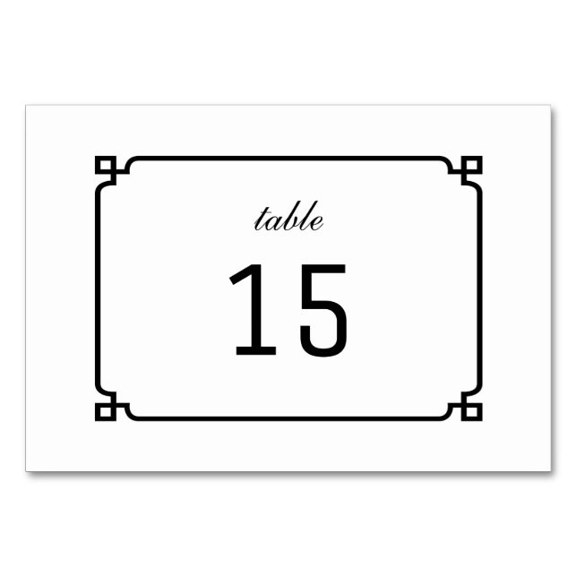 Black Deko Chic Table Card Tischnummer (Vorderseite)