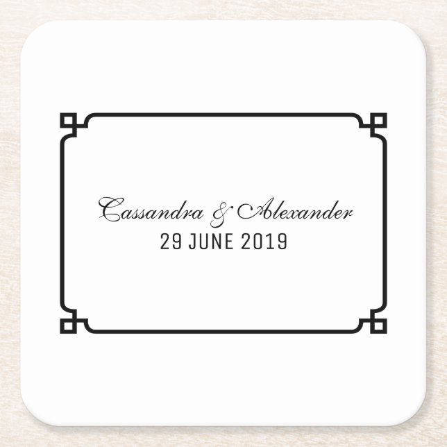 Black Deko Chic Wedding Rechteckiger Pappuntersetzer (Vorderseite)