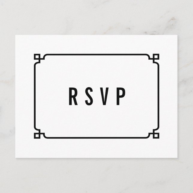 Black Deko Chic Wedding RSVP Postcard Einladungspostkarte (Vorderseite)
