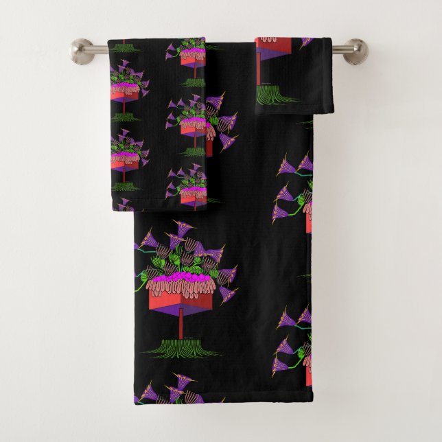 Black Deko Potted Blume Badhandtuch Set (Insitu)