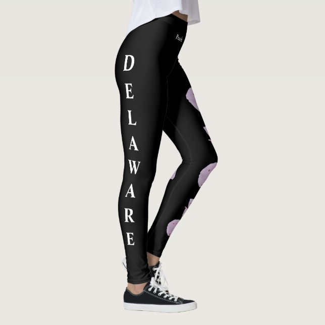 Black Delaware Staat Blume Peach Blossom Leggings (Rechts)