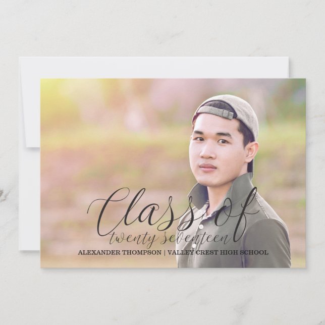 Black Delicate Class of 2017 Foto Abschluss Ankündigung (Vorderseite)