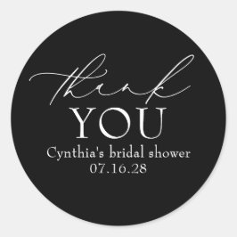 Black Delicate Elegant Script Modern Thank You  Runder Aufkleber