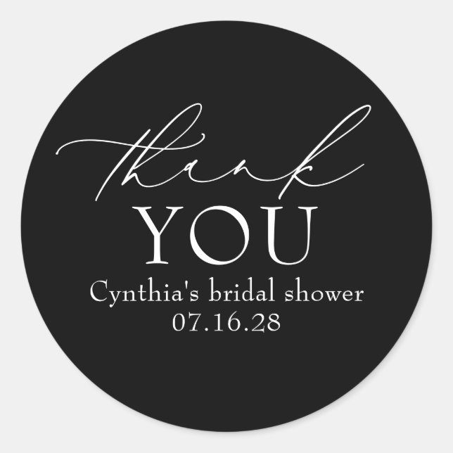 Black Delicate Elegant Script Modern Thank You  Runder Aufkleber (Vorderseite)
