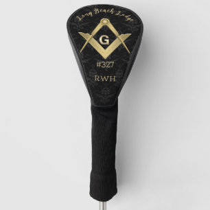 Black Demask Masonic Mit Monogramm Golf Headcover