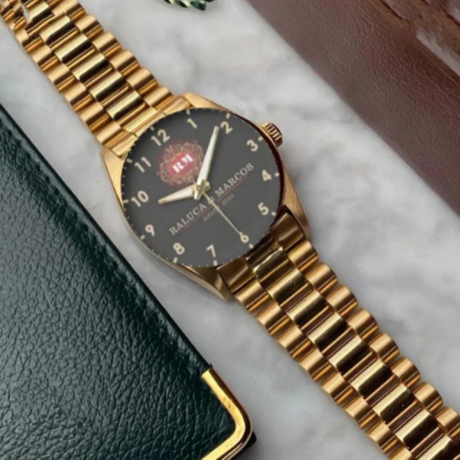 Black Dial Gold Personalized Custom Luxury Timepie Armbanduhr (Von Creator hochgeladen)