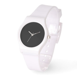 Black Dial White Silicone Armbanduhr