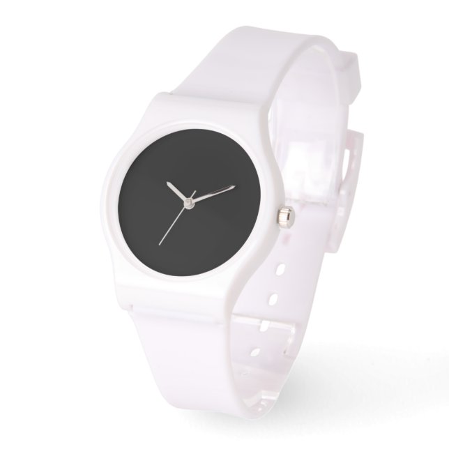 Black Dial White Silicone Armbanduhr (Winkel)