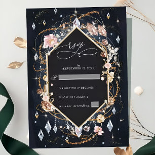 Black Diamond Decorated Luxury Wedding RSVP Karte