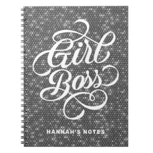 Black Diamond Glam Girl Boss Typografie Notizblock