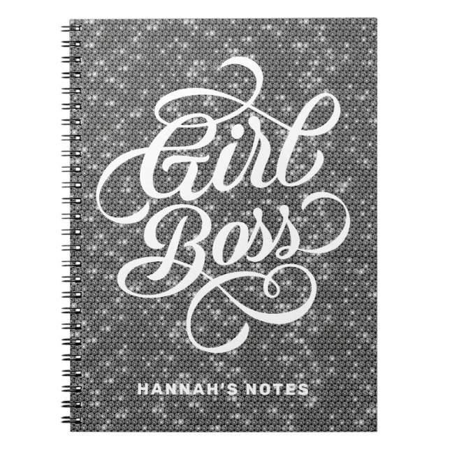 Black Diamond Glam Girl Boss Typografie Notizblock (Vorderseite)
