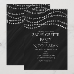Black & Diamond Glamour Bling Party Einladungen