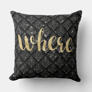 Black Diamond Gold Letter Pillow .. Kissen