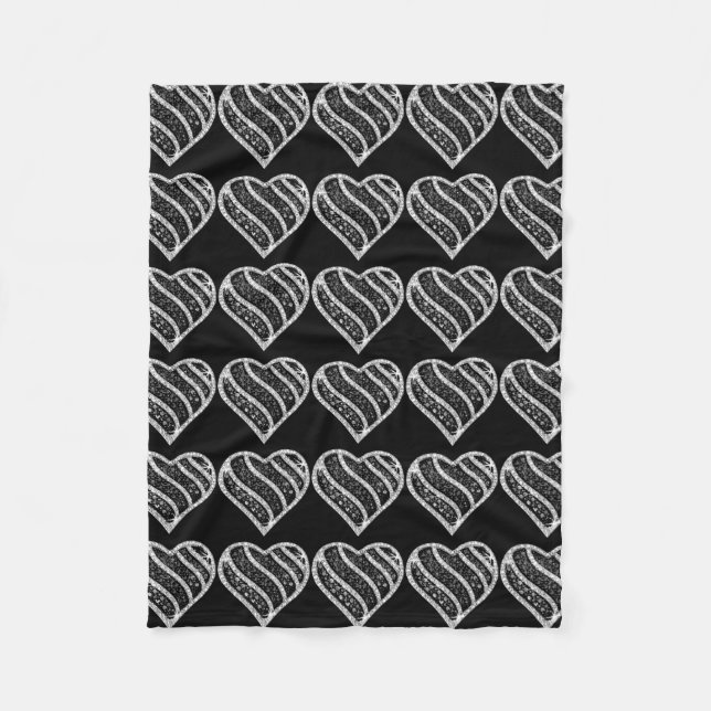 Black Diamond Heart Fleece Blanket (Vorderseite)